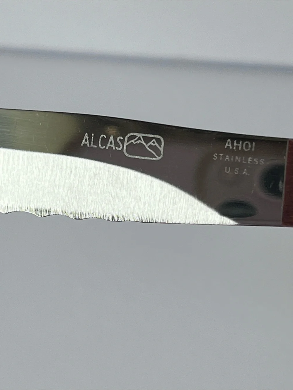 Alcas Ahoi Wood Handles Steak Knives Set of 12 Vintage Rare